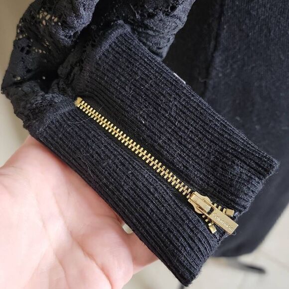 Calvin Klein Long Sleeve Lace Zipper Midi Dress Black Medium - Picture 6 of 11